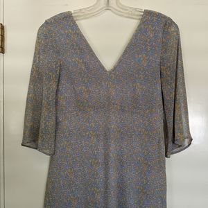 Mango Half Sleeve V-Neck/Back Mini Floral Dress